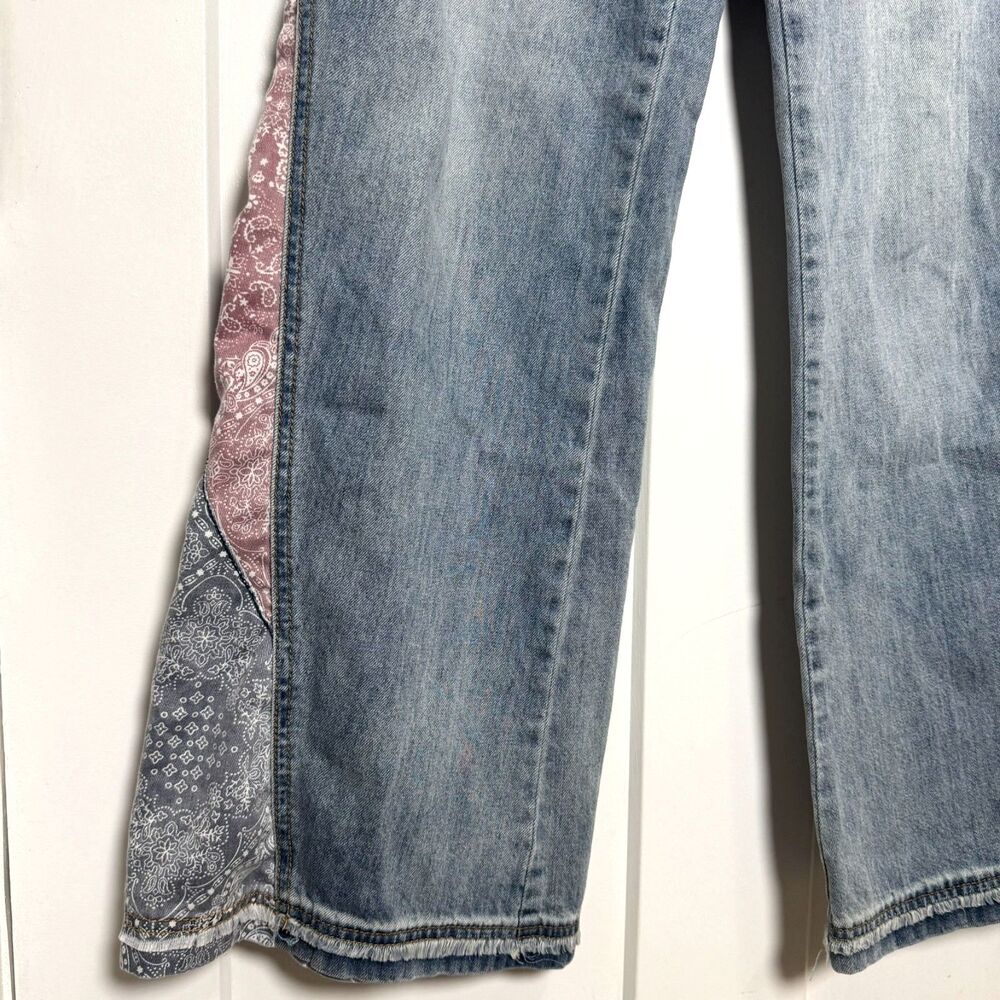 Midnight Sun Y2K Vintage Retro Wide Leg Jeans Women’s Small Paisley Patchwork